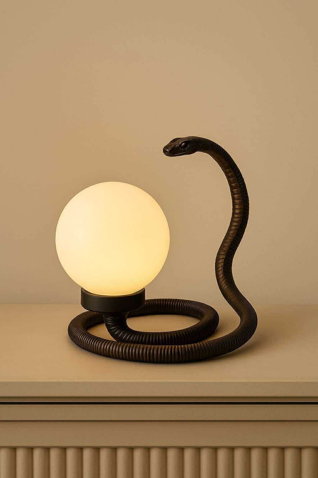 Metalinė dekoracija gyvatė - lempa