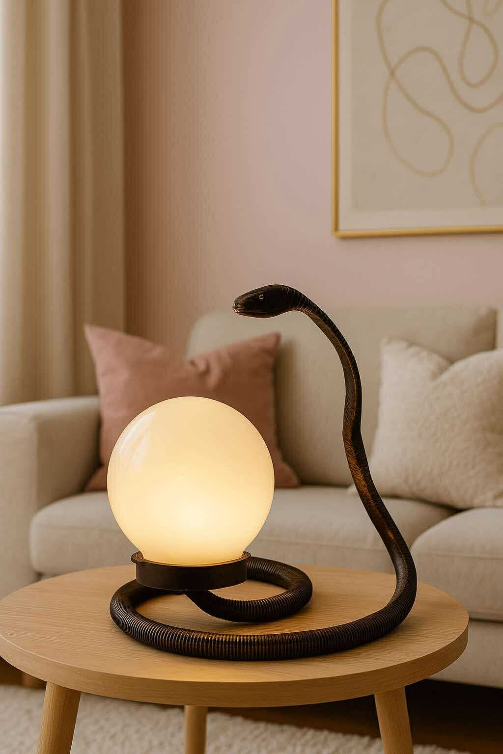 Metalinė dekoracija gyvatė - lempa